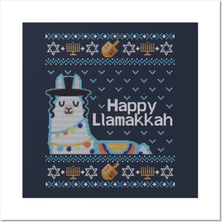 Funny Ugly Hanukkah Sweater, Llama Llamakkah Posters and Art